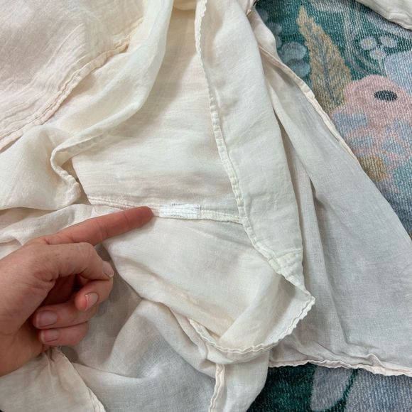 JP and Mattie Cream Boho Peasant blouse Cotton Shell Buttons Layered Tunic - Picture 9 of 15